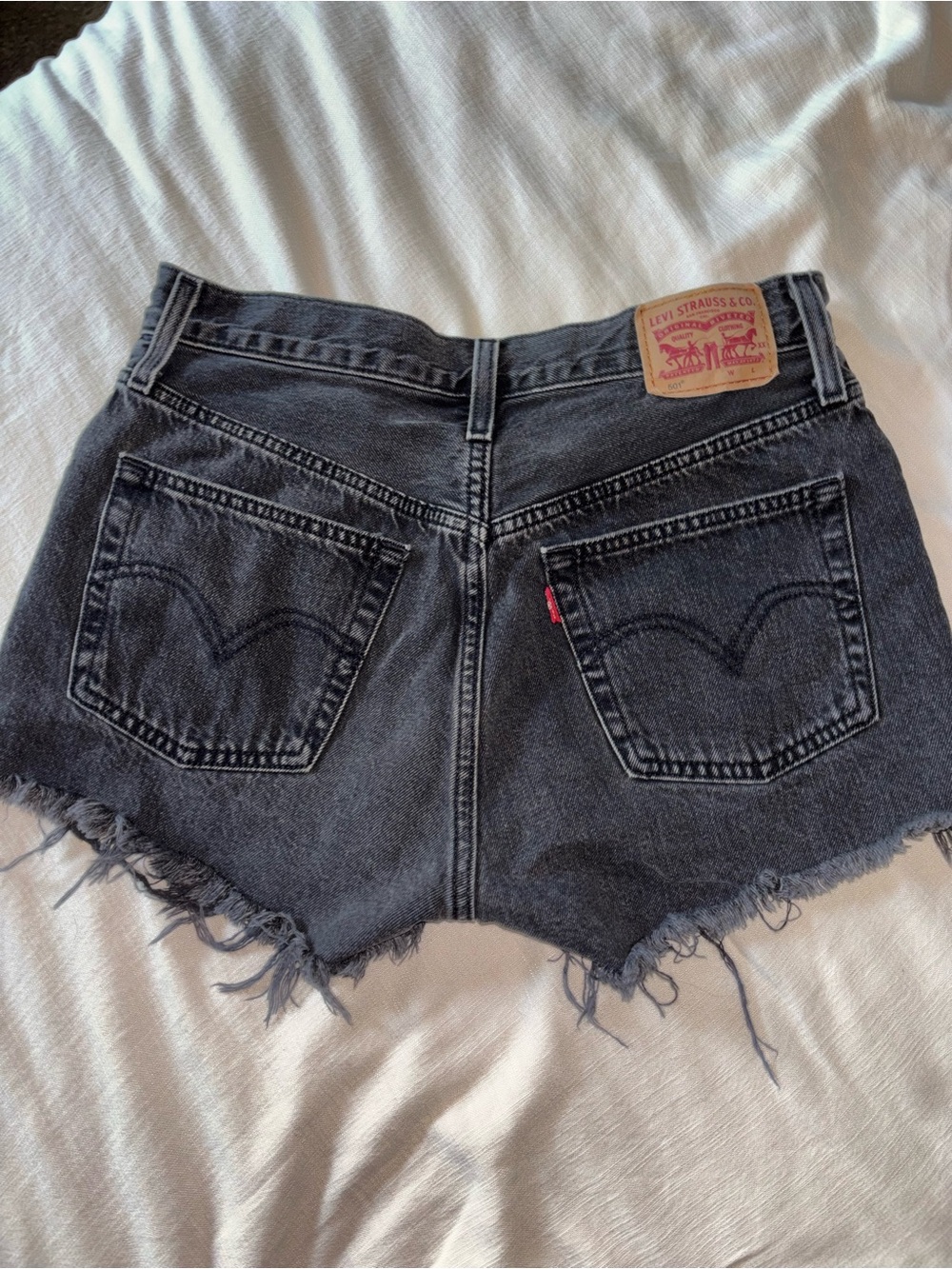 Levi's Black Washed Denim Cutoff Shorts